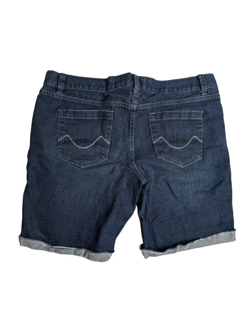 Mossimo Supply Co Womens Size 11 Dark Wash Denim Shorts With Cuffed Hem - Picture 4 of 8